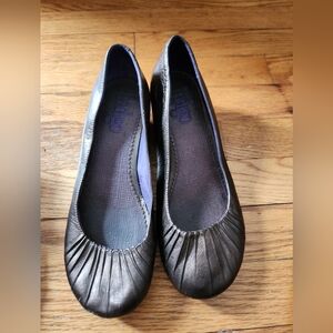 Square heeled indigo Clark shoes
